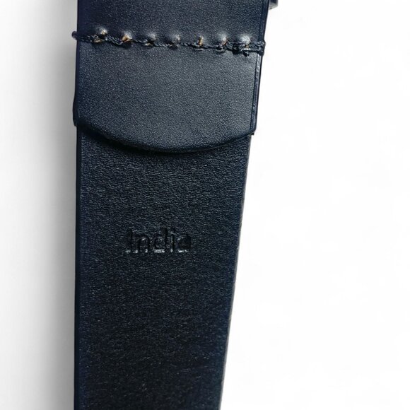 Timberland Mens Black Leather Belt With Silver Buckle Size 42 - Picture 3 of 6